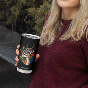 Springbok Wearing Glasses Vintage South African Flag Tumbler Cup