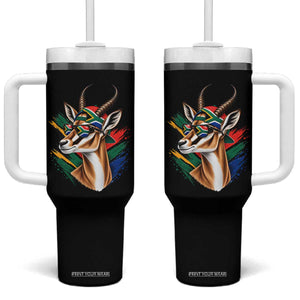 Springbok Wearing Glasses Vintage South African Flag Tumbler With Handle