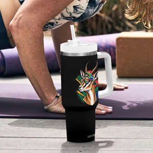 Springbok Wearing Glasses Vintage South African Flag Tumbler With Handle