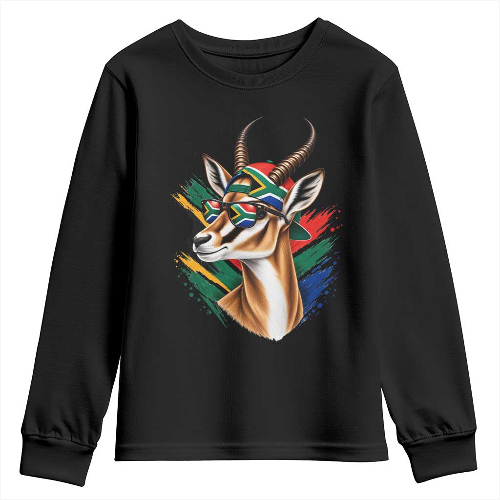 Springbok Wearing Glasses Vintage South African Flag Youth Sweatshirt