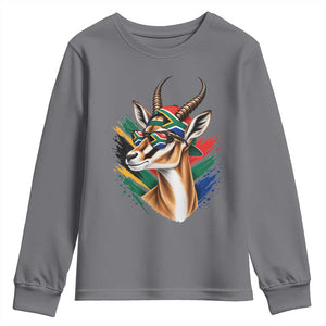 Springbok Wearing Glasses Vintage South African Flag Youth Sweatshirt