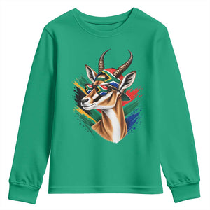 Springbok Wearing Glasses Vintage South African Flag Youth Sweatshirt