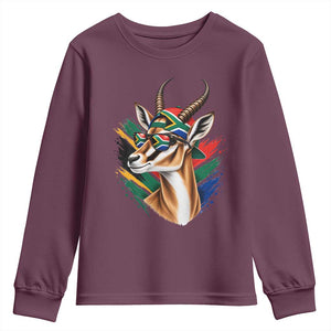 Springbok Wearing Glasses Vintage South African Flag Youth Sweatshirt