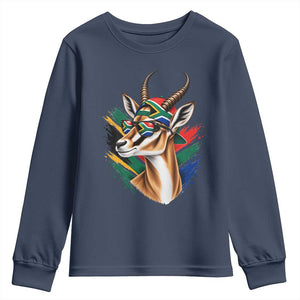 Springbok Wearing Glasses Vintage South African Flag Youth Sweatshirt