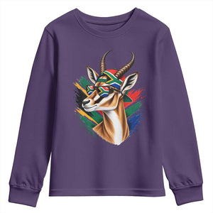 Springbok Wearing Glasses Vintage South African Flag Youth Sweatshirt