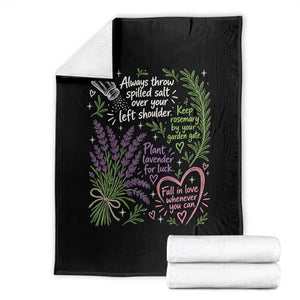 Always Throw Spilled Salt Over Your Left Shoulder Throw Blanket Whimsical Superstitions Witch Halloween
