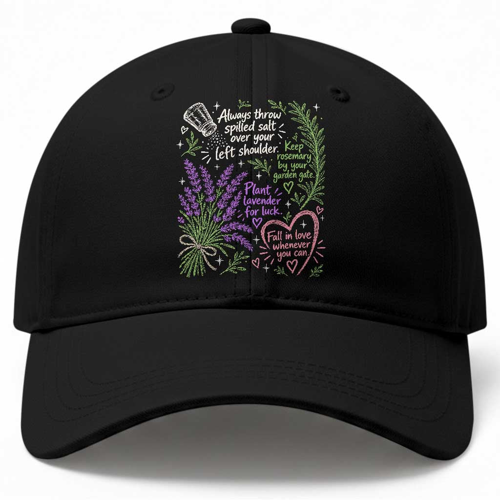 Always Throw Spilled Salt Over Your Left Shoulder Baseball Cap Whimsical Superstitions Witch Halloween