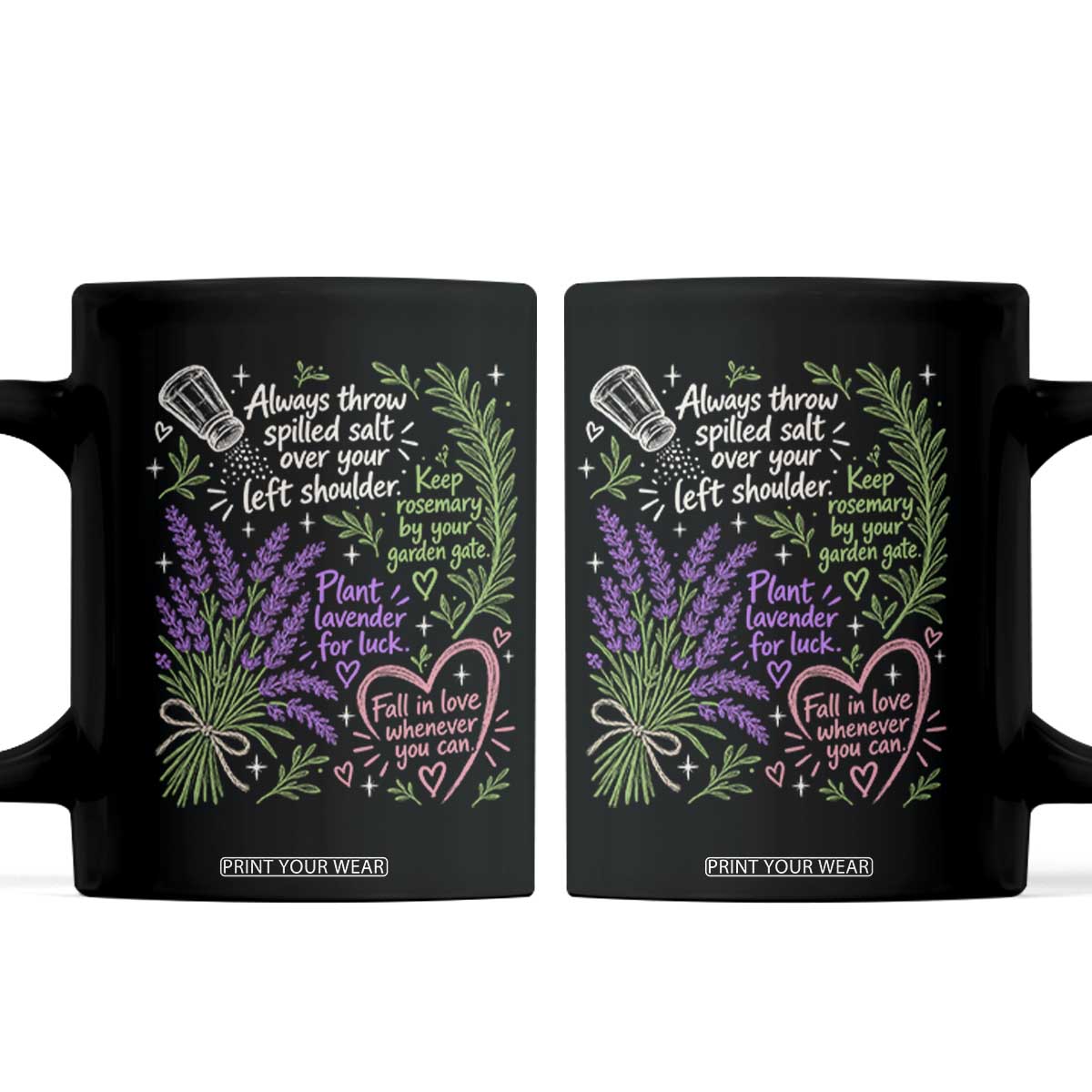 Always Throw Spilled Salt Over Your Left Shoulder Coffee Mug Whimsical Superstitions Witch Halloween