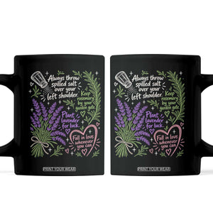 Always Throw Spilled Salt Over Your Left Shoulder Coffee Mug Whimsical Superstitions Witch Halloween