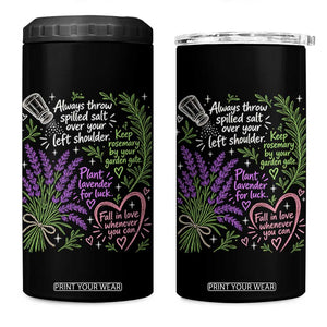 Always Throw Spilled Salt Over Your Left Shoulder 4 in 1 Can Cooler Tumbler Whimsical Superstitions Witch Halloween