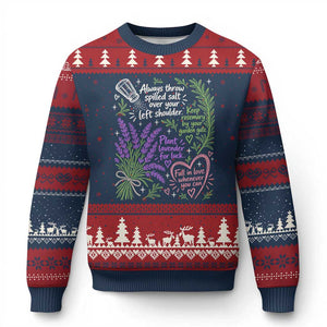 Always Throw Spilled Salt Over Your Left Shoulder Ugly Christmas Sweater Whimsical Superstitions Witch Halloween