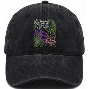 Always Throw Spilled Salt Over Your Left Shoulder Washed Cotton Baseball Cap Whimsical Superstitions Witch Halloween