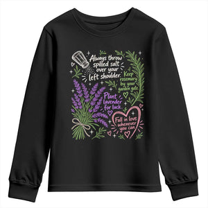 Always Throw Spilled Salt Over Your Left Shoulder Youth Sweatshirt Whimsical Superstitions Witch Halloween