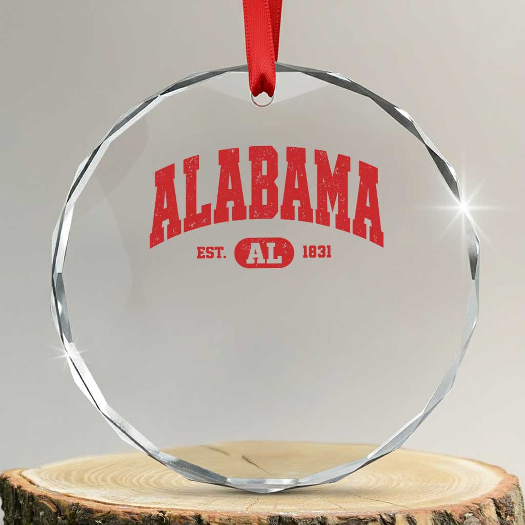 Alabama Est 1831 Crystal Glass Ornament Vintage Varsity Sports AL State Southern Roots