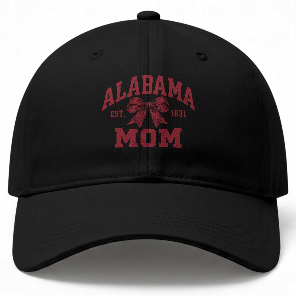 Alabama Mom Est 1831 Baseball Cap Coquette Bow Sports Mama Game Day