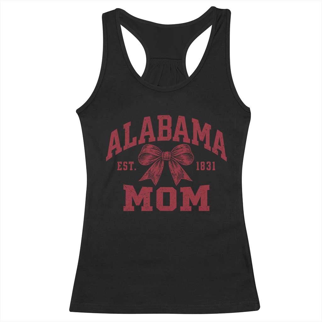 Alabama Mom Est 1831 Racerback Tank Top Coquette Bow Sports Mama Game Day