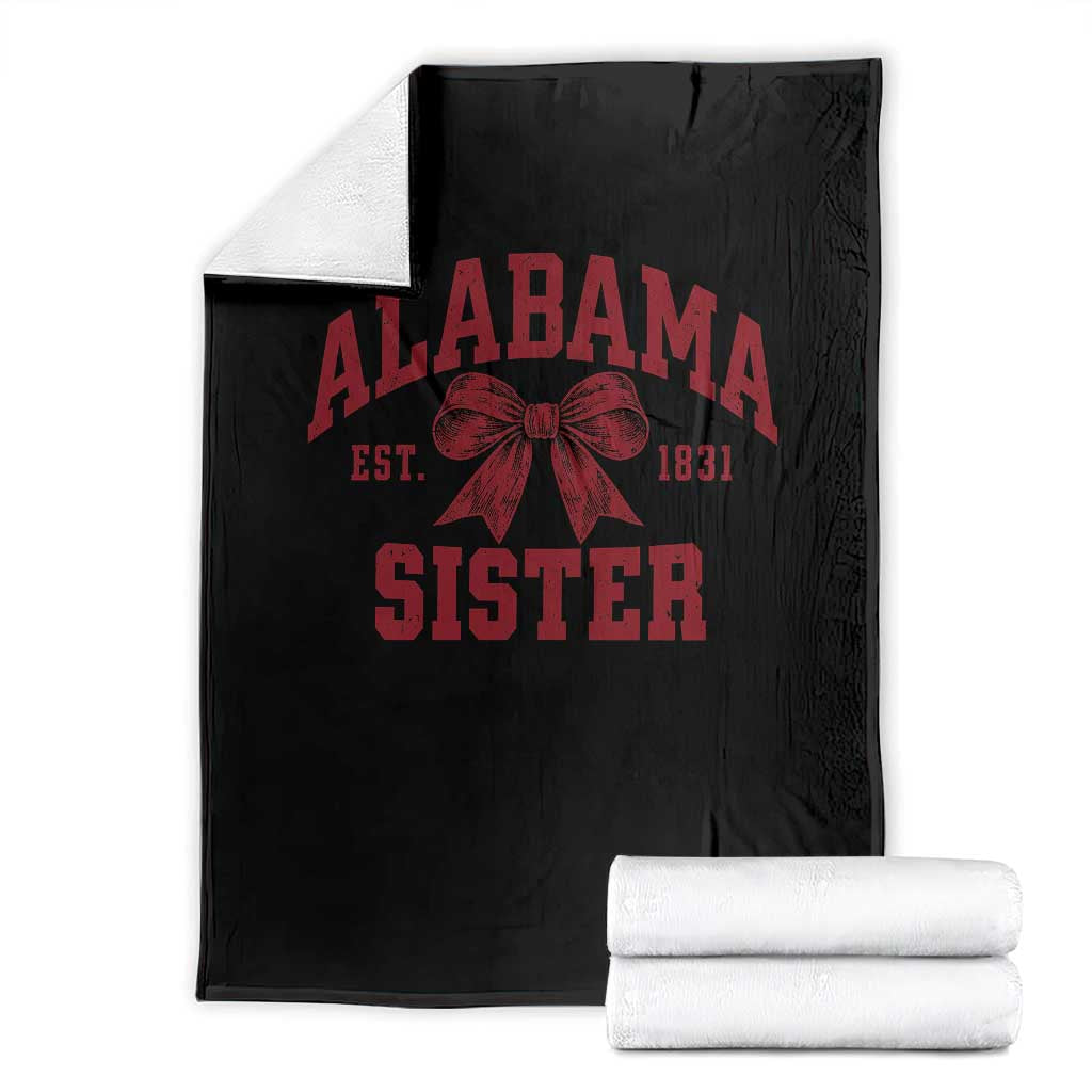 Alabama Sister Est 1831 Throw Blanket Coquette Bow Sports Sis Game Day