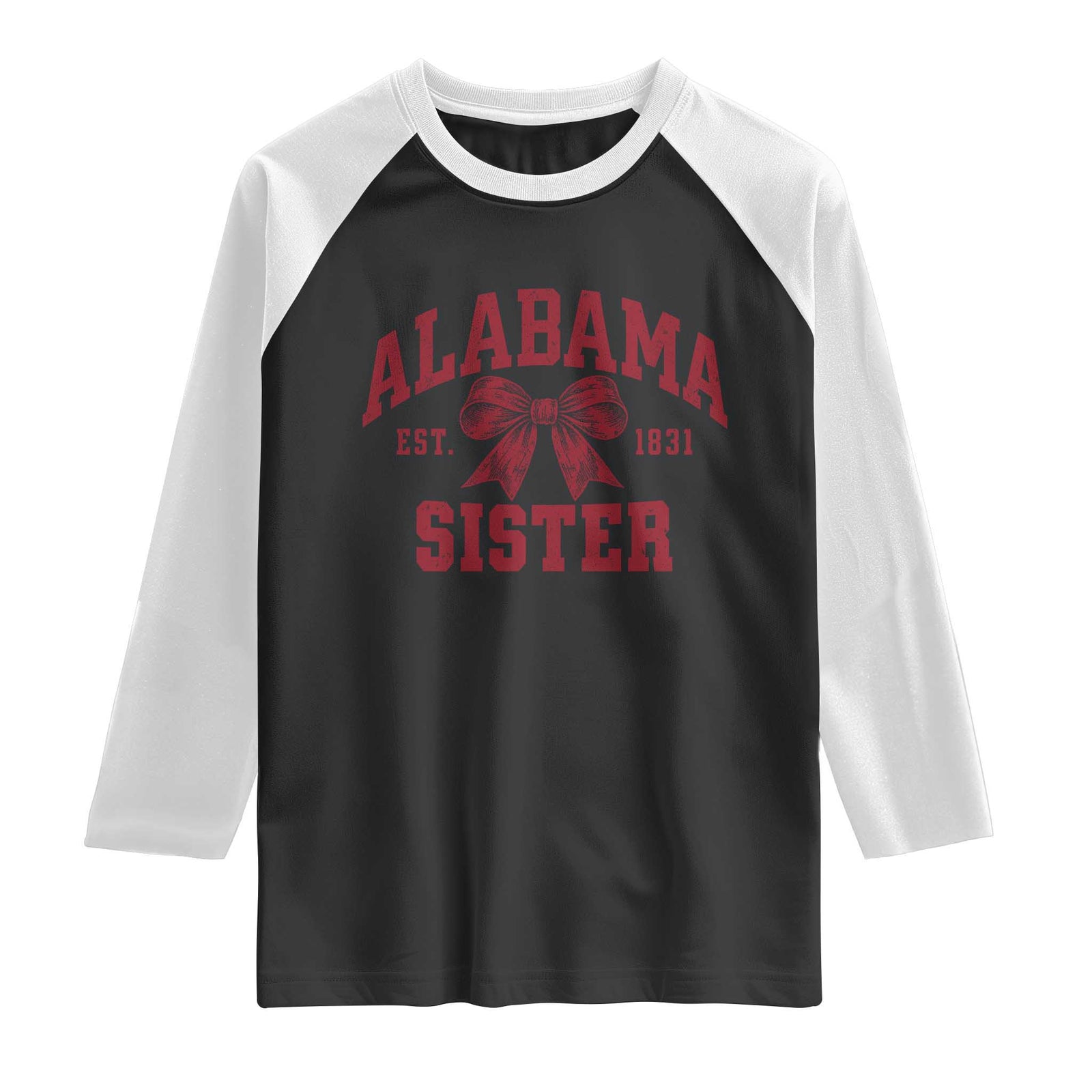 Alabama Sister Est 1831 Raglan Shirt Coquette Bow Sports Sis Game Day