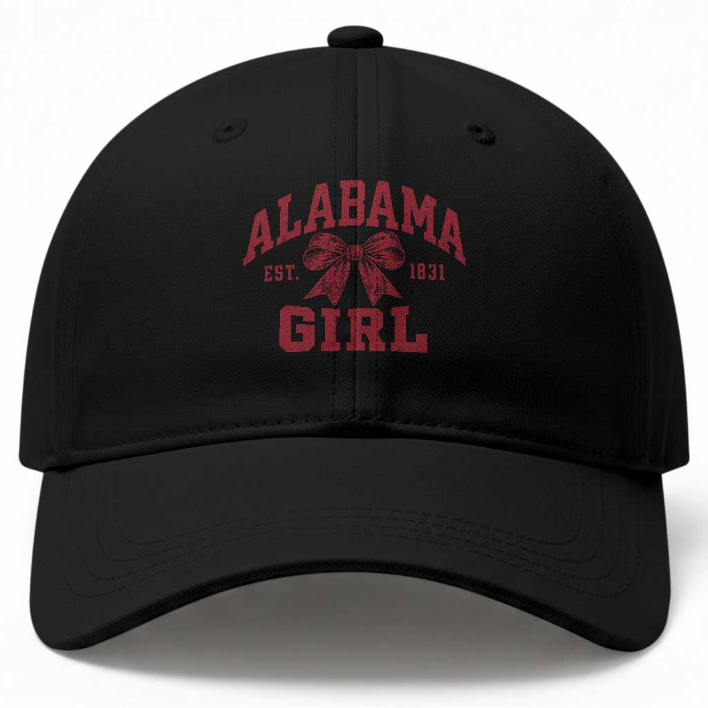 Alabama Girl Est 1831 Baseball Cap Coquette Bow AL State Sports Game Day Fan