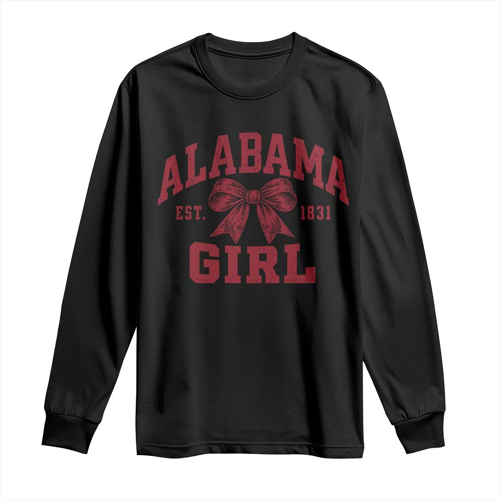 Alabama Girl Est 1831 Long Sleeve Shirt Coquette Bow AL State Sports Game Day Fan