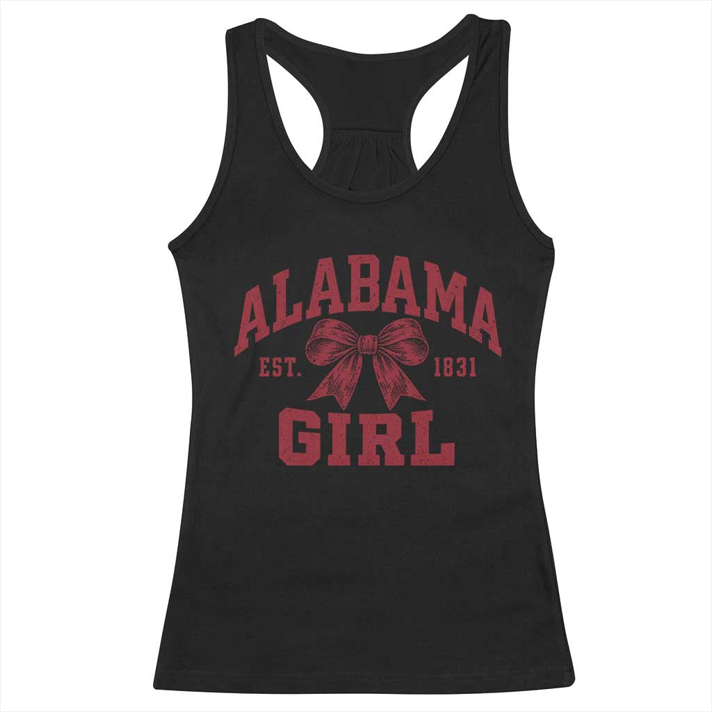 Alabama Girl Est 1831 Racerback Tank Top Coquette Bow AL State Sports Game Day Fan
