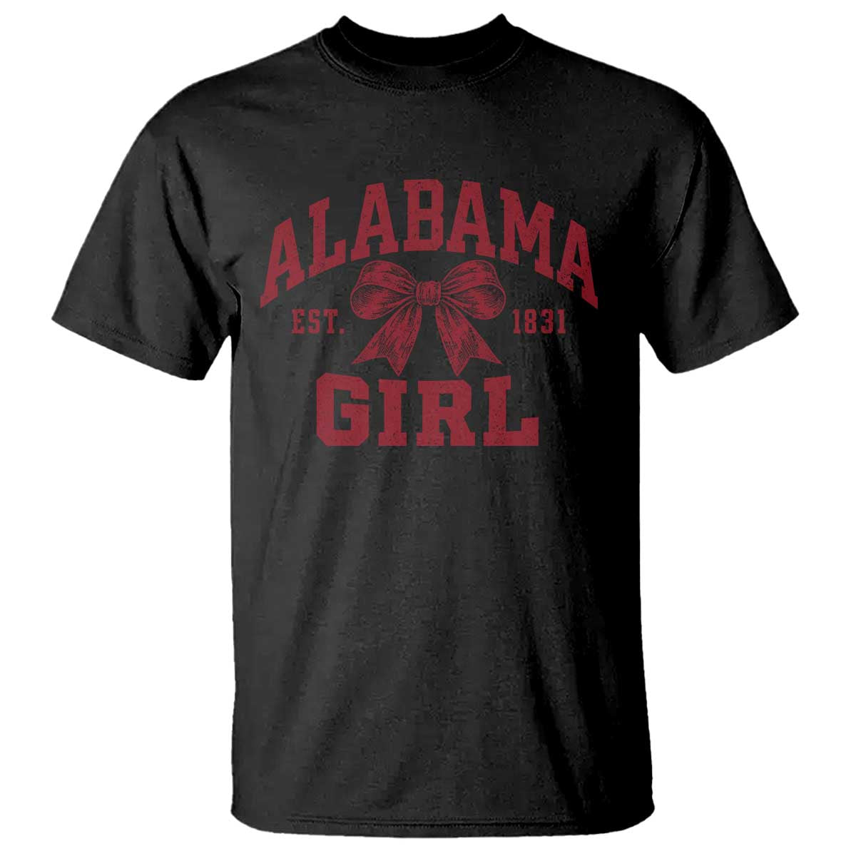 Alabama Girl Est 1831 T Shirt Coquette Bow AL State Sports Game Day Fan
