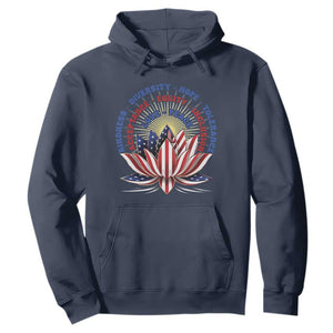 Harris Supporter Hoodie Lotus Kamala Kindness Diversity Hope Tolerance TS11 Navy Print Your Wear