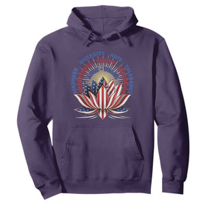 Harris Supporter Hoodie Lotus Kamala Kindness Diversity Hope Tolerance TS11 Purple Print Your Wear