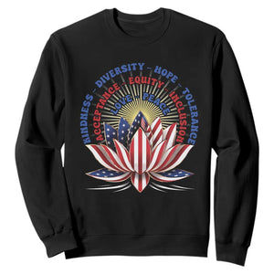 Harris Supporter Sweatshirt Lotus Kamala Kindness Diversity Hope Tolerance TS11 Black Print Your Wear