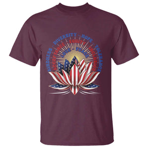 Harris Supporter T Shirt Lotus Kamala Kindness Diversity Hope Tolerance TS11 Maroon Print Your Wear