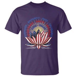 Harris Supporter T Shirt Lotus Kamala Kindness Diversity Hope Tolerance TS11 Purple Print Your Wear