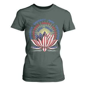 Harris Supporter T Shirt For Women Lotus Kamala Kindness Diversity Hope Tolerance TS11 Dark Forest Green Print Your Wear