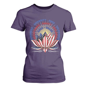 Harris Supporter T Shirt For Women Lotus Kamala Kindness Diversity Hope Tolerance TS11 Purple Print Your Wear