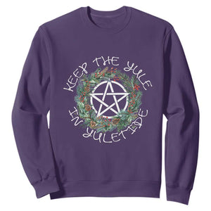 Keep The Yule In Yuletide Sweatshirt Yule Christmas Wreath TS11 Purple Print Your Wear