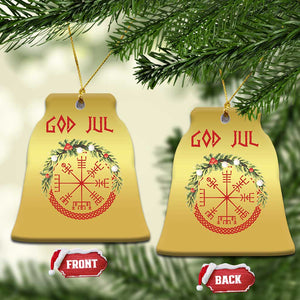 Yule Pagan Christmas Ornament God Jul Christmas Nordic Vegvisir Wreath TS11 Bell Flake Gold Print Your Wear