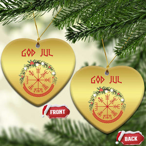 Yule Pagan Christmas Ornament God Jul Christmas Nordic Vegvisir Wreath TS11 Heart Gold Print Your Wear