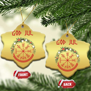 Yule Pagan Christmas Ornament God Jul Christmas Nordic Vegvisir Wreath TS11 Snow Flake Gold Print Your Wear