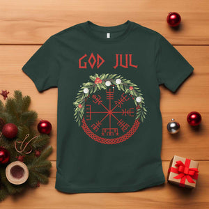 Yule Pagan T Shirt God Jul Christmas Nordic Vegvisir Wreath TS11 Dark Forest Green Print Your Wear