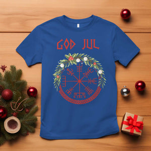 Yule Pagan T Shirt God Jul Christmas Nordic Vegvisir Wreath TS11 Royal Blue Print Your Wear