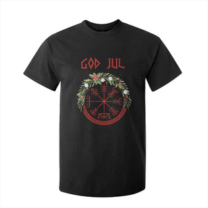 Yule Pagan T Shirt For Kid God Jul Christmas Nordic Vegvisir Wreath TS11 Black Print Your Wear