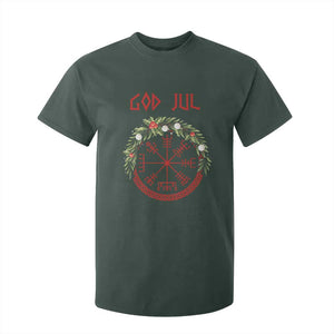 Yule Pagan T Shirt For Kid God Jul Christmas Nordic Vegvisir Wreath TS11 Dark Forest Green Print Your Wear