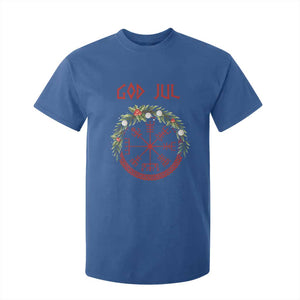 Yule Pagan T Shirt For Kid God Jul Christmas Nordic Vegvisir Wreath TS11 Royal Blue Print Your Wear