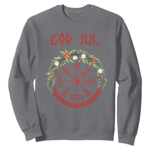 Yule Pagan Sweatshirt God Jul Christmas Nordic Vegvisir Wreath TS11 Charcoal Print Your Wear