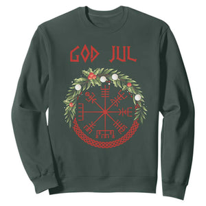 Yule Pagan Sweatshirt God Jul Christmas Nordic Vegvisir Wreath TS11 Dark Forest Green Print Your Wear