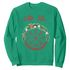 Yule Pagan Sweatshirt God Jul Christmas Nordic Vegvisir Wreath TS11 Irish Green Print Your Wear