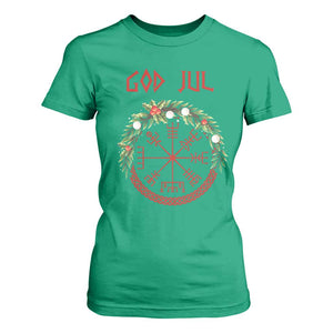 Yule Pagan T Shirt For Women God Jul Christmas Nordic Vegvisir Wreath TS11 Irish Green Print Your Wear