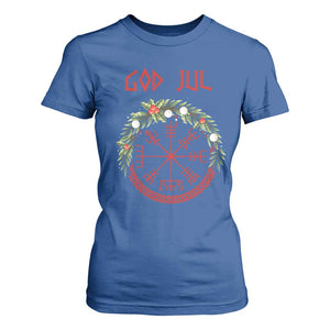 Yule Pagan T Shirt For Women God Jul Christmas Nordic Vegvisir Wreath TS11 Royal Blue Print Your Wear