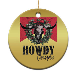 Western Xmas Christmas Ornament Howdy Christmas Cow Skull Xmas Wreath TS11 Print Your Wear