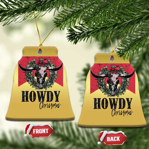 Western Xmas Christmas Ornament Howdy Christmas Cow Skull Xmas Wreath TS11 Bell Flake Gold Print Your Wear