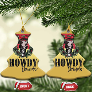 Western Xmas Christmas Ornament Howdy Christmas Cow Skull Xmas Wreath TS11 Christmas Tree Gold Print Your Wear